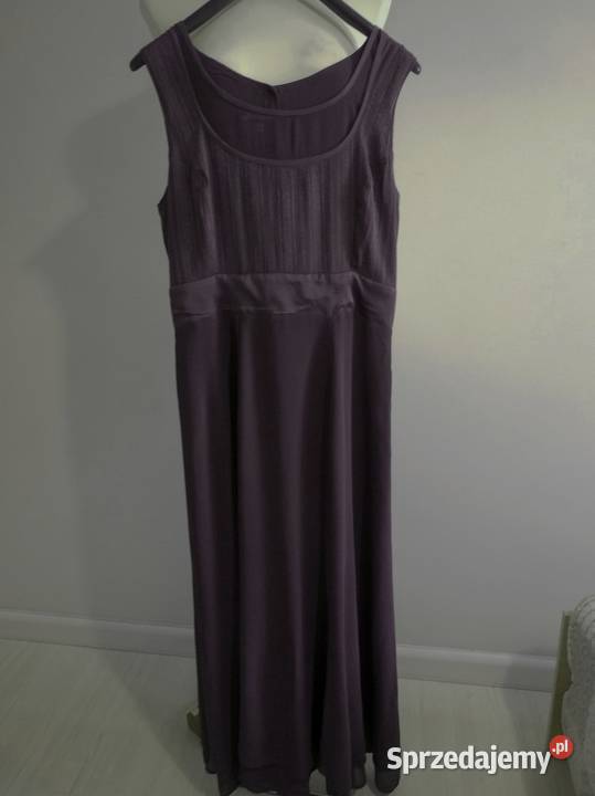 Sukienka Długa Jedwabna 100 Naturalny Jedwab fioletowy podlaskie Łomża