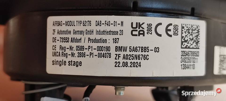 BMW F44 218I PODUSZKA AIRBAG KIEROWCY 5A67BB5