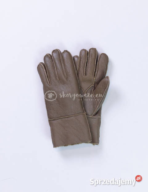 Klasyczne oliwkowe rękawiczki damskie ze skóry Szaflary