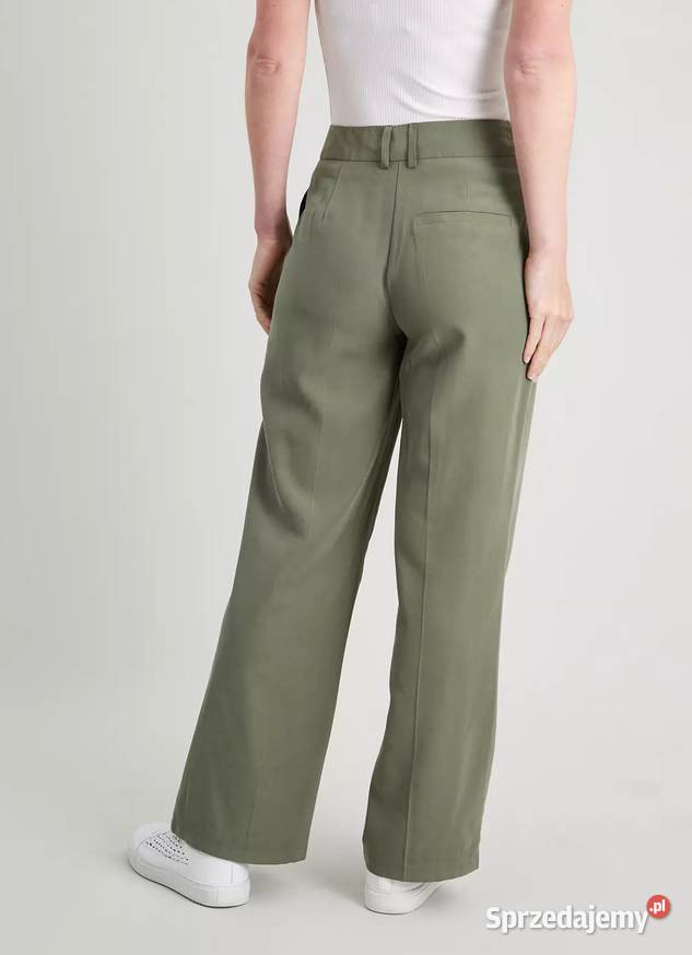 TU SPODNIE KHAKI Z SZEROKIMI NOGAWKAMI WIDE LEG zielony Kalisz
