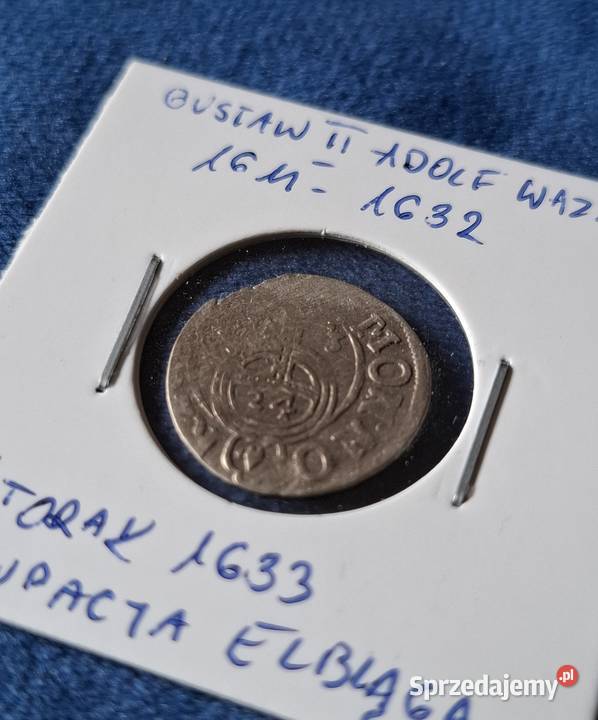 Półtorak Gustaw II Adolf Elbląg 1633 okupacja Numizmatyka Wejherowo