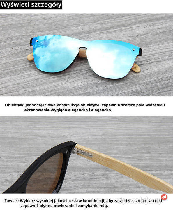 Drewniane Lustrzane Okulary Przeciwsłoneczne 6x wielkopolskie Poznań