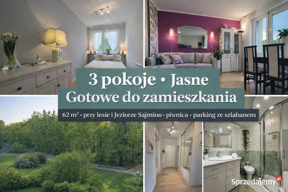 Mieszkanie 3 pokoje plaża las jezioro Ostróda