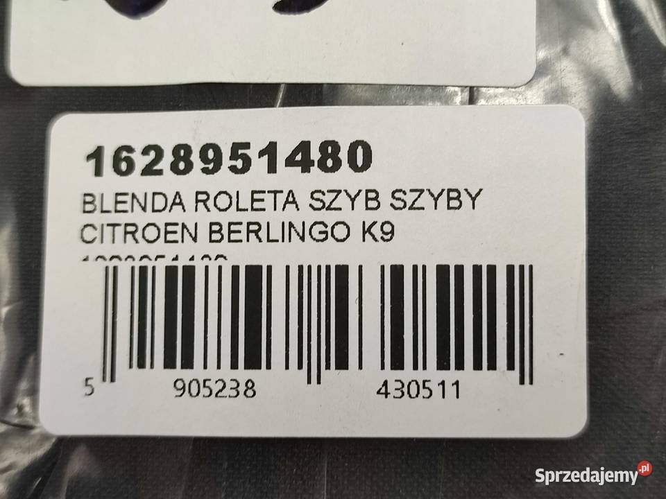 ROLETY PRZECIWSŁONECZNE TYŁ CITROEN BERLINGO K9