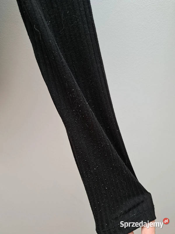 Czarna prążkowana bluzka Sinsay z guzikami długi Bluzki i koszule Trąbki Wielkie