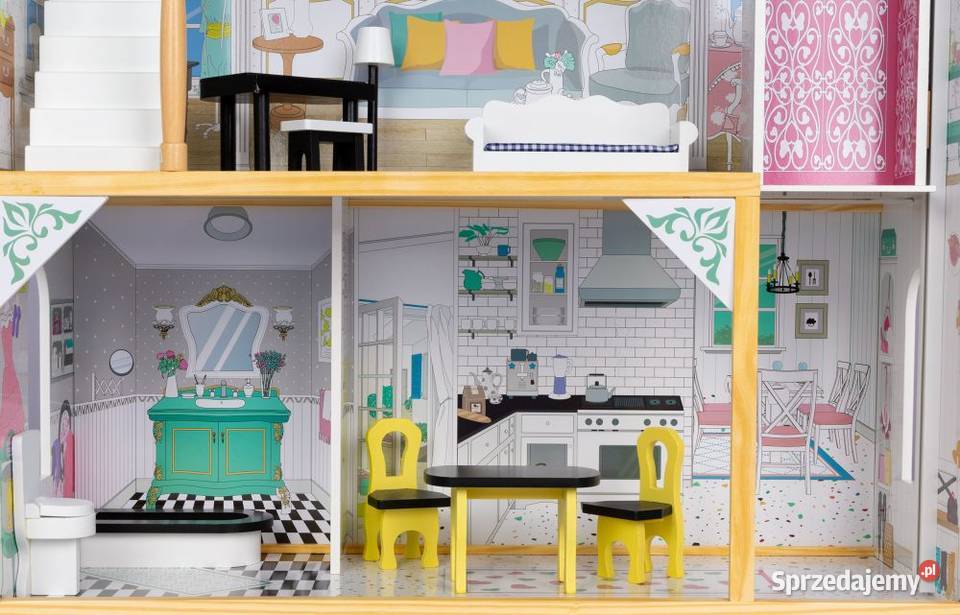 Duży drewniany domek lalek winda mebelki Bielsk Podlaski sprzedam