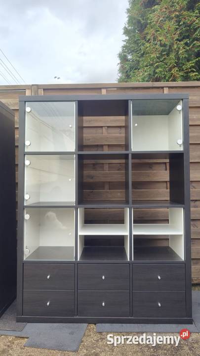 Komplet IKEA Kallax czarnobrąz regał 4x3 4x2 4x1 Regały Warszawa sprzedam
