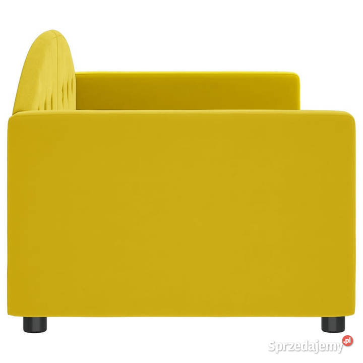 Sofa z funkcją spania żółta obita aksamitem Warszawa