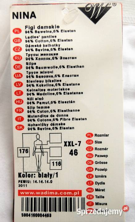 Figi majtki damskie Nina Wadima r 46 XXL bawełna Lublin