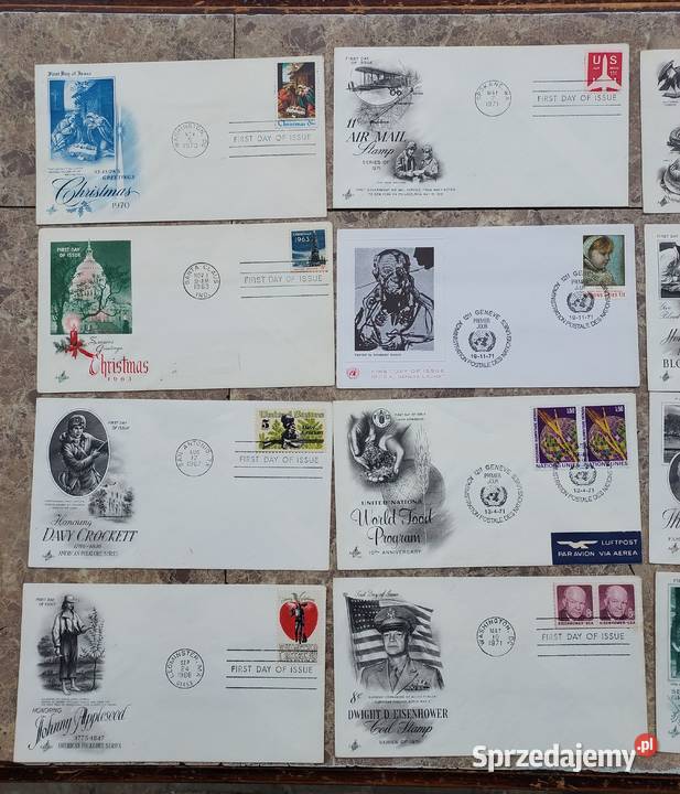 15 koperty znaczki całostki FDC USA lata 6070te Tczew