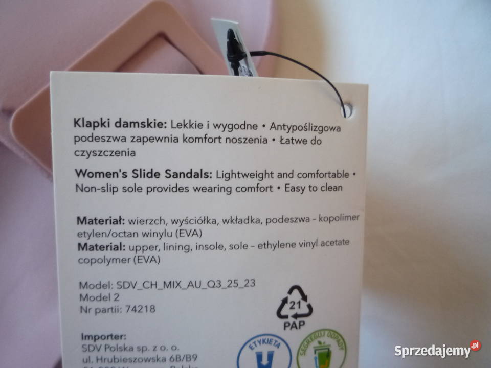 Cleve 39 Klapki różowe lekkie plastikowe Szczecin sprzedam