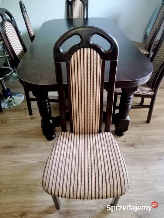 Sprzedam stół drewniany plus 6 krzeseł 75cm Mława