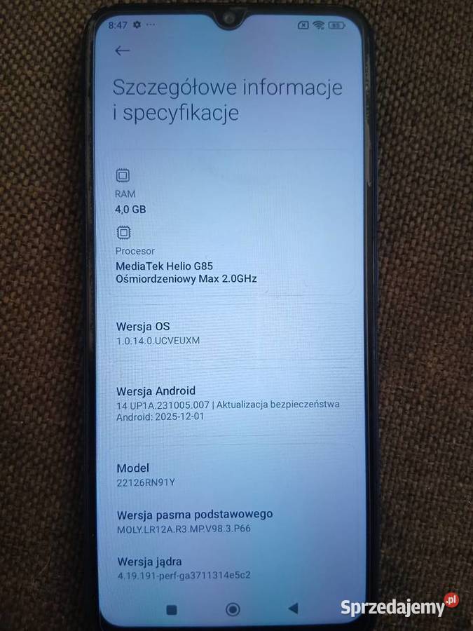 XIAOMI REDMI 12C 40 GB RAM pamięć wewnętrznej