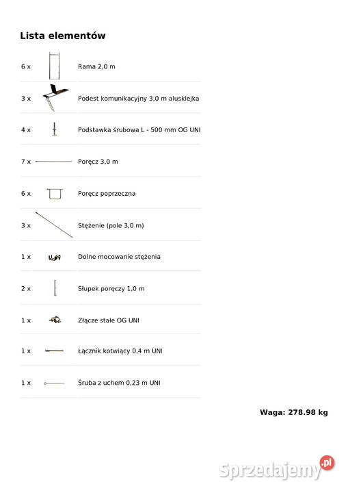 Rusztowanie elewacyjne 246 m2 Rusztowanie 3x82m Stare Siołkowice