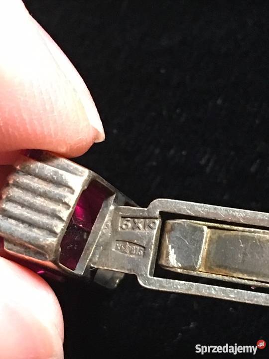 Antyk Srebrne spinki do mankietów z turmalinem srebrne lubelskie Lublin