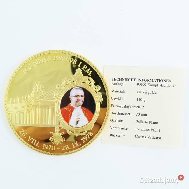 MONETA PAPIEŻ BENEDYKT PAWEŁ II LEO VI PIUS Numizmatyka Sosnowiec