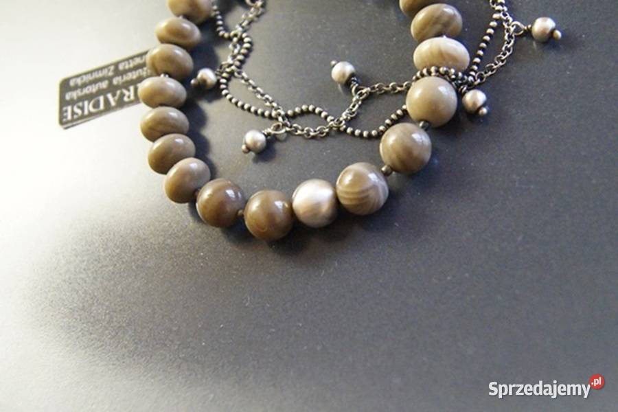 SREBRO bransoleta naturalny krzemień pasiasty z srebrne Sandomierz