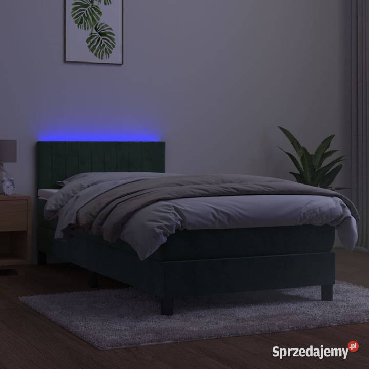 Łóżko kontynentalne z materacem i LED zielony 90cm sprzedam