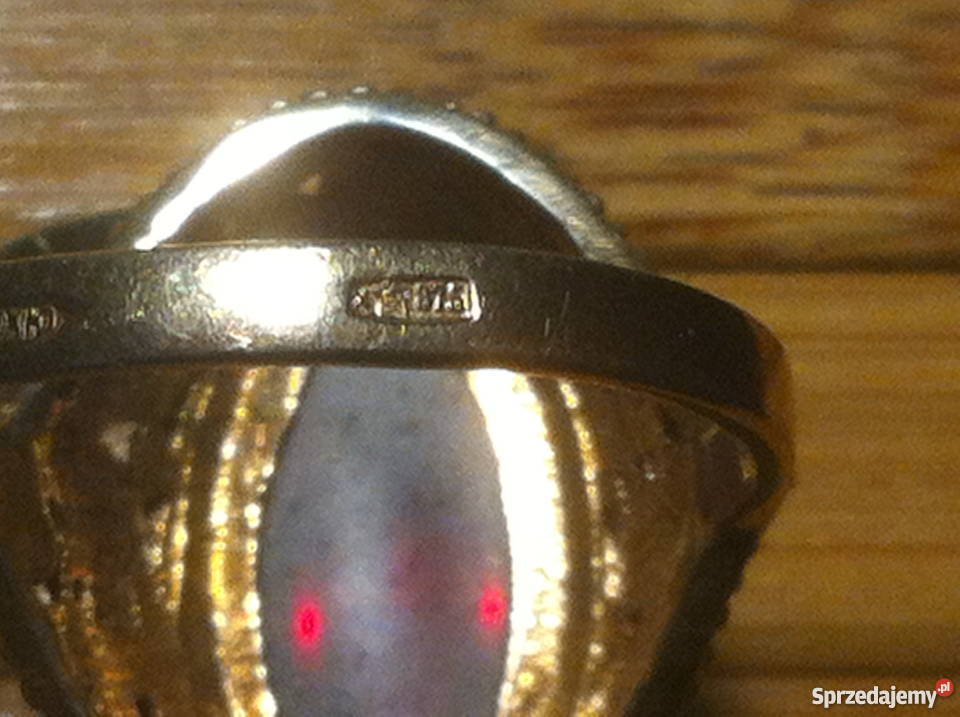 Pozłacany srebrny pierścionek z rubinem Pierścionki Biżuteria dla Pań Lublin