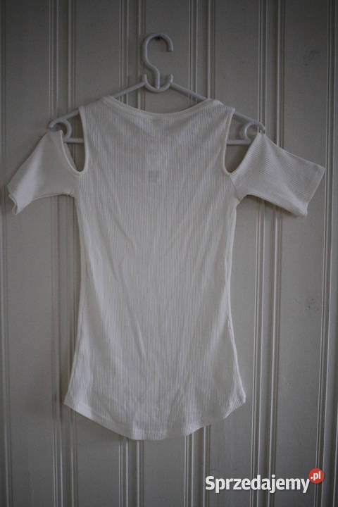 biały top HM xs 34 cold shoulder odkryte ramiona Odzież damska sprzedam