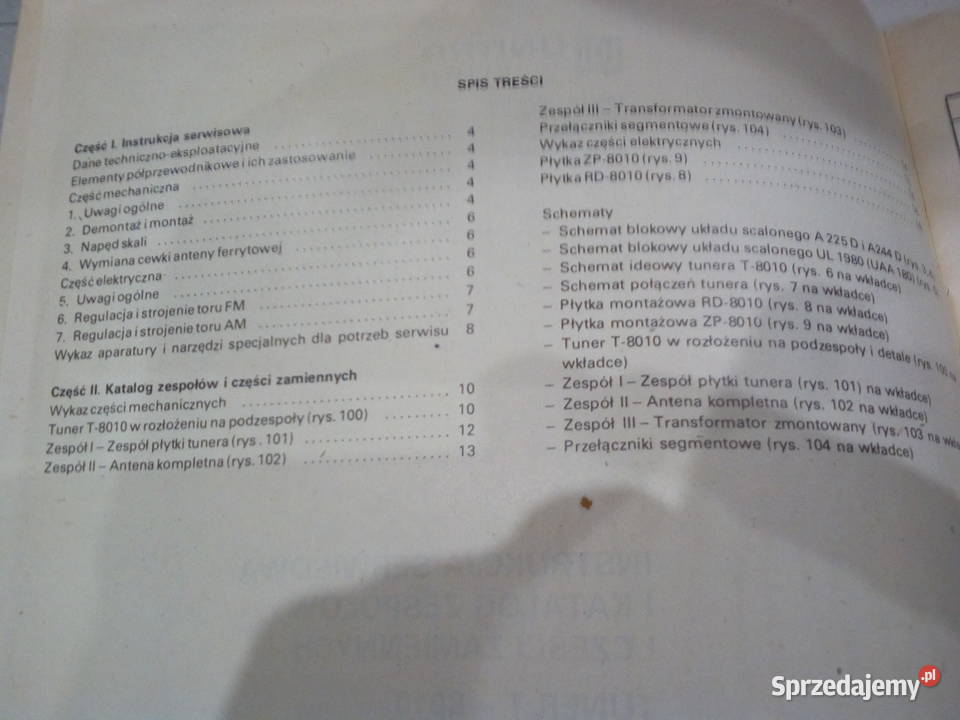 Instrukcja Serwisowa Tuner Unitra T8010 Kąty Wrocławskie