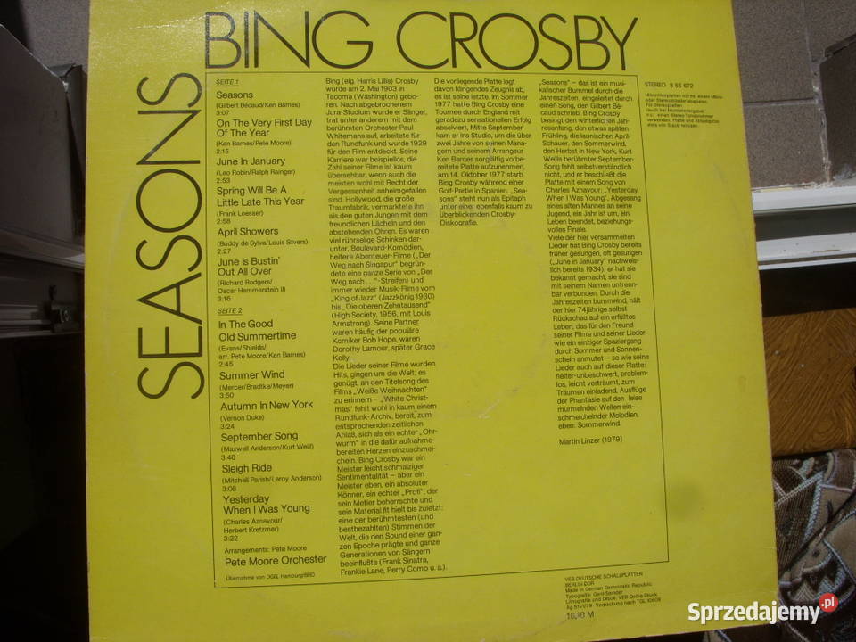 Winyl LP BING CROSBYSEASONS 1978 Wołów