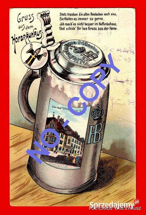 Pocztówka Piwo Kufel HB Gruss 1913 Wrocław