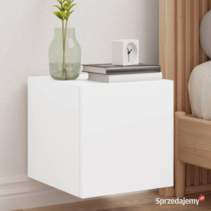 Ścienne szafki TV z LED 2 białe 305x35x30 RTV Warszawa