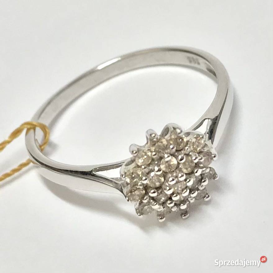 Złoty PIERŚCIONEK 14K z DIAMENTAMI 019ct YES cud Warszawa