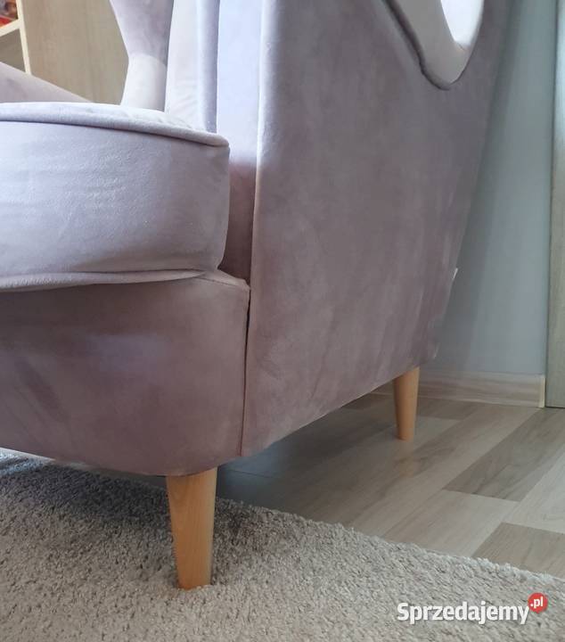 Fotel uszak podnóżek velvet diamenciki lubelskie sprzedam