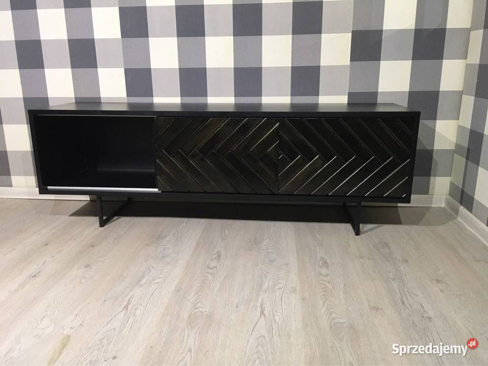 Szafka RTV retro vintage czarnaczarne fronty Szafy, regały, półki Wrocław
