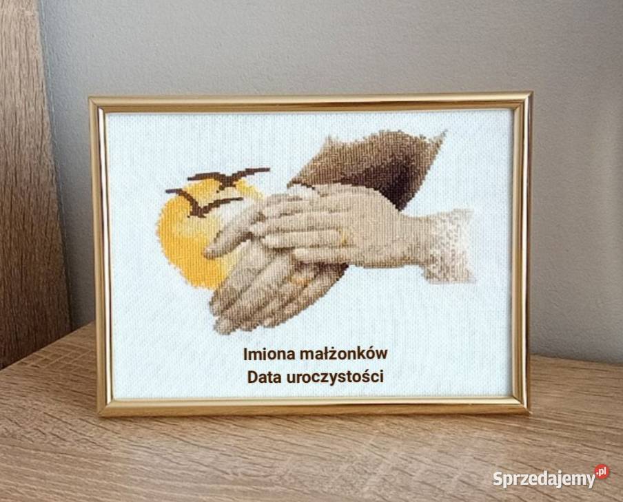 Pamiątka ślubu rocznicy haft krzyżykowy Olsztyn