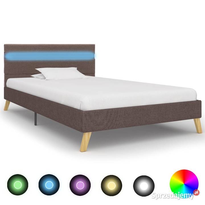 vidaXL Rama łóżka z LED, taupe, tkanina, 284865