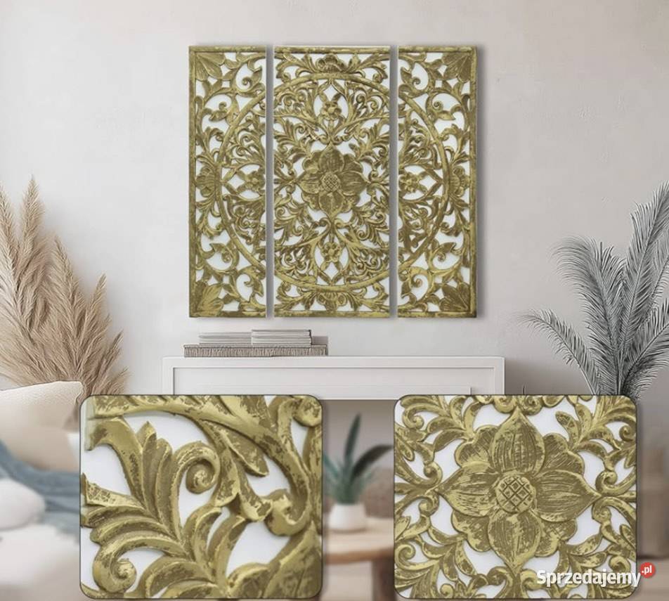 Dekoracja ścienna tryptyk kolor złoty małopolskie Olkusz