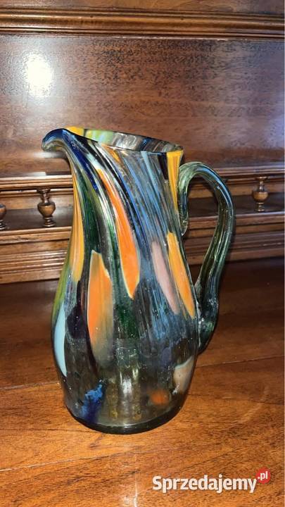 Dzbanek szklany Szkło kolorowe Czasy Prl Gdańsk