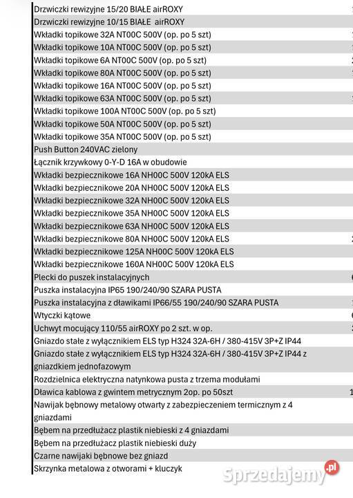 Sprzedam rzeczy hurtowni elektrycznej
