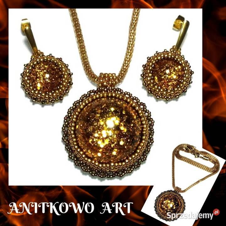 KOMPLET ZŁOTO ORIENTU z żywicą Warszawa