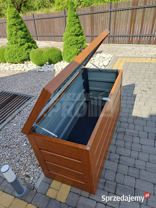 Skrzynia ogrodowa metalowa kufer 150x60x70 złoty Pozostałe Kwidzyn