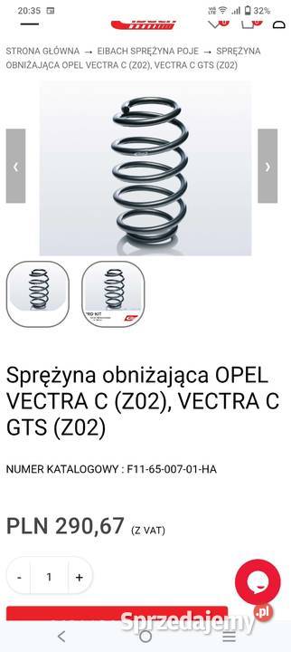 Sprężyny tył opel vectra c gts Lublin