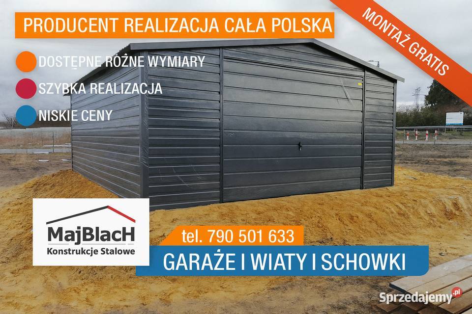 Typowy Garaż Blaszany GRAFITOWY Blaszak Garaże Sprzedaż