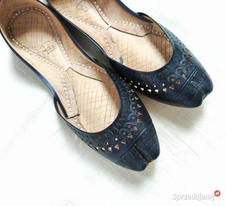 Czarne skórzane buty balerinki 38 skóra orient Balerinki