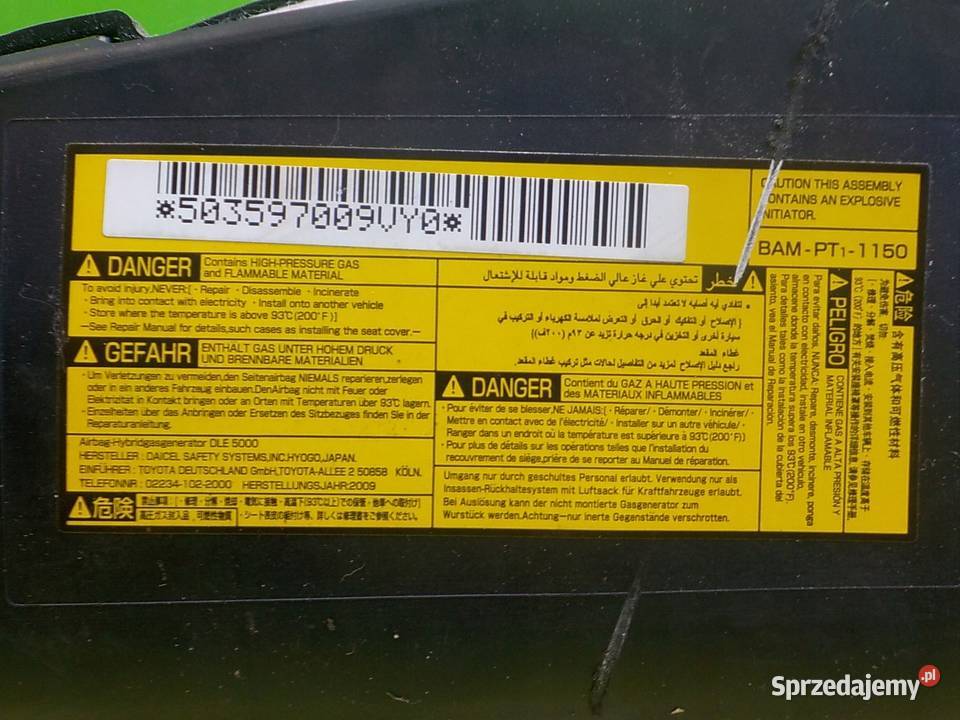 TOYOTA IQ 10 VVTI 09r HB AIRBAG poduszka fotla Suków sprzedam