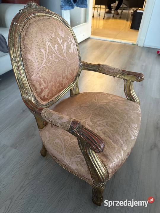Fotel fotelik małej księżniczki antyk drewniany