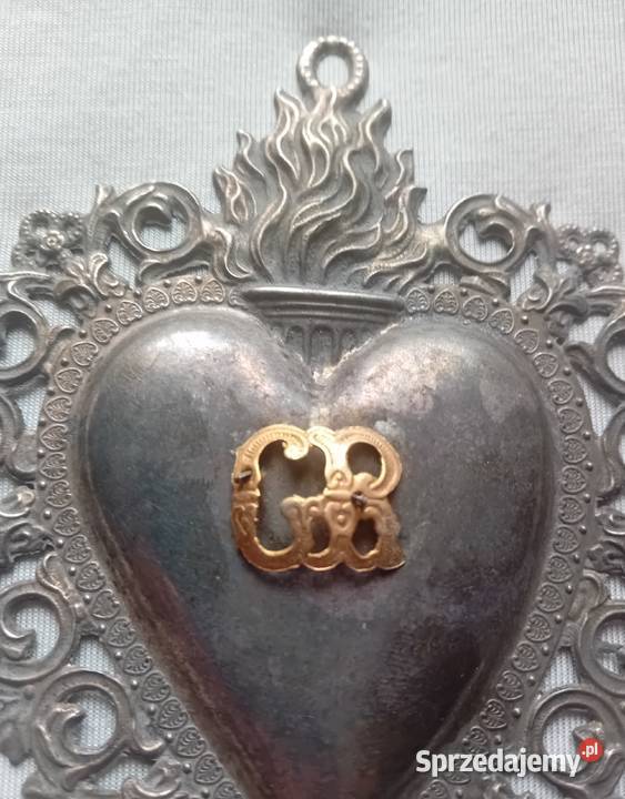 Exvoto serce wotywne platerowane przełom XIX i Koźminek