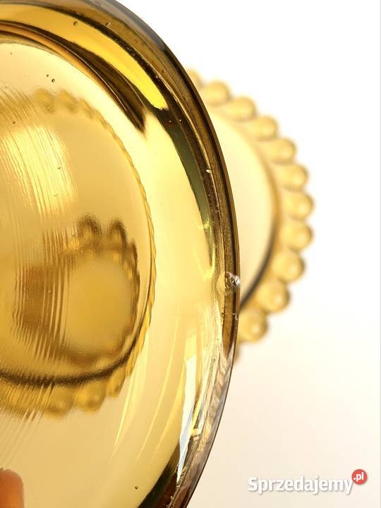 Piękna duża szklana miodowa bomboniera Rudolfova Warszawa