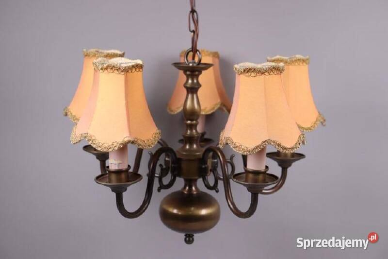 Żyrandol mosiężny z 5 żarówkami 1235 Fiaf Szczecin
