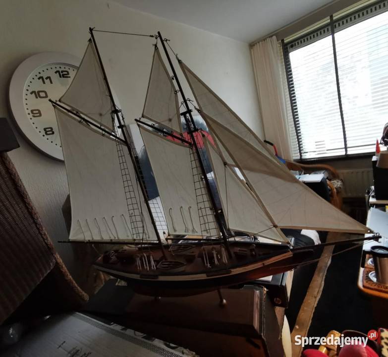 Jacht drewniany model łódka żeglarstwo dekoracja Łódź