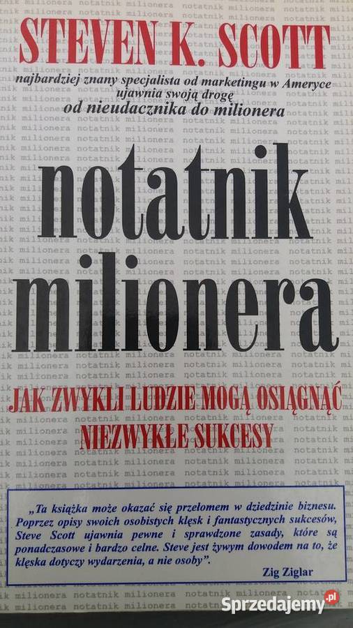 Notatnik milionera Scott pieniądze biznes Antykwariat mazowieckie Warszawa sprzedam