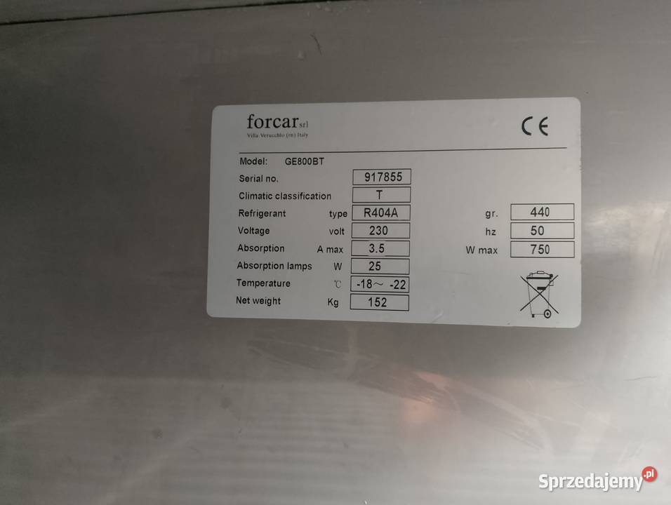 Szafa mroźnicza cukiernicza Forcar GE800BT