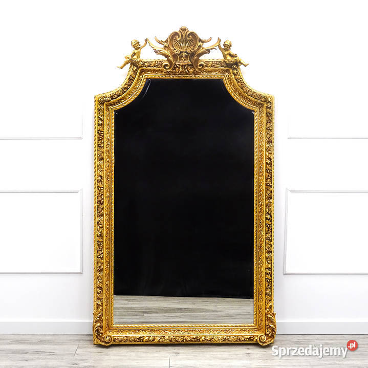 Duże LUSTRO stojące ZŁOTA RAMA LUSTRO DEKOR wielkopolskie